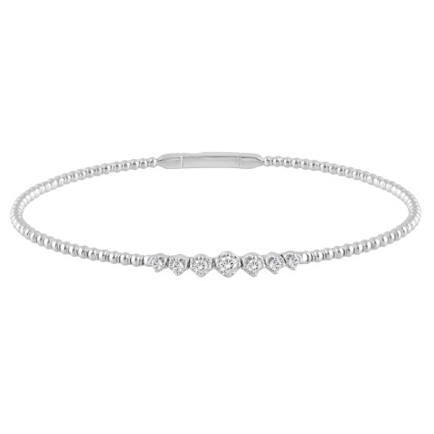9K WHITE GOLD 1/4CT ROUND DIAMOND LADIES BANGLE