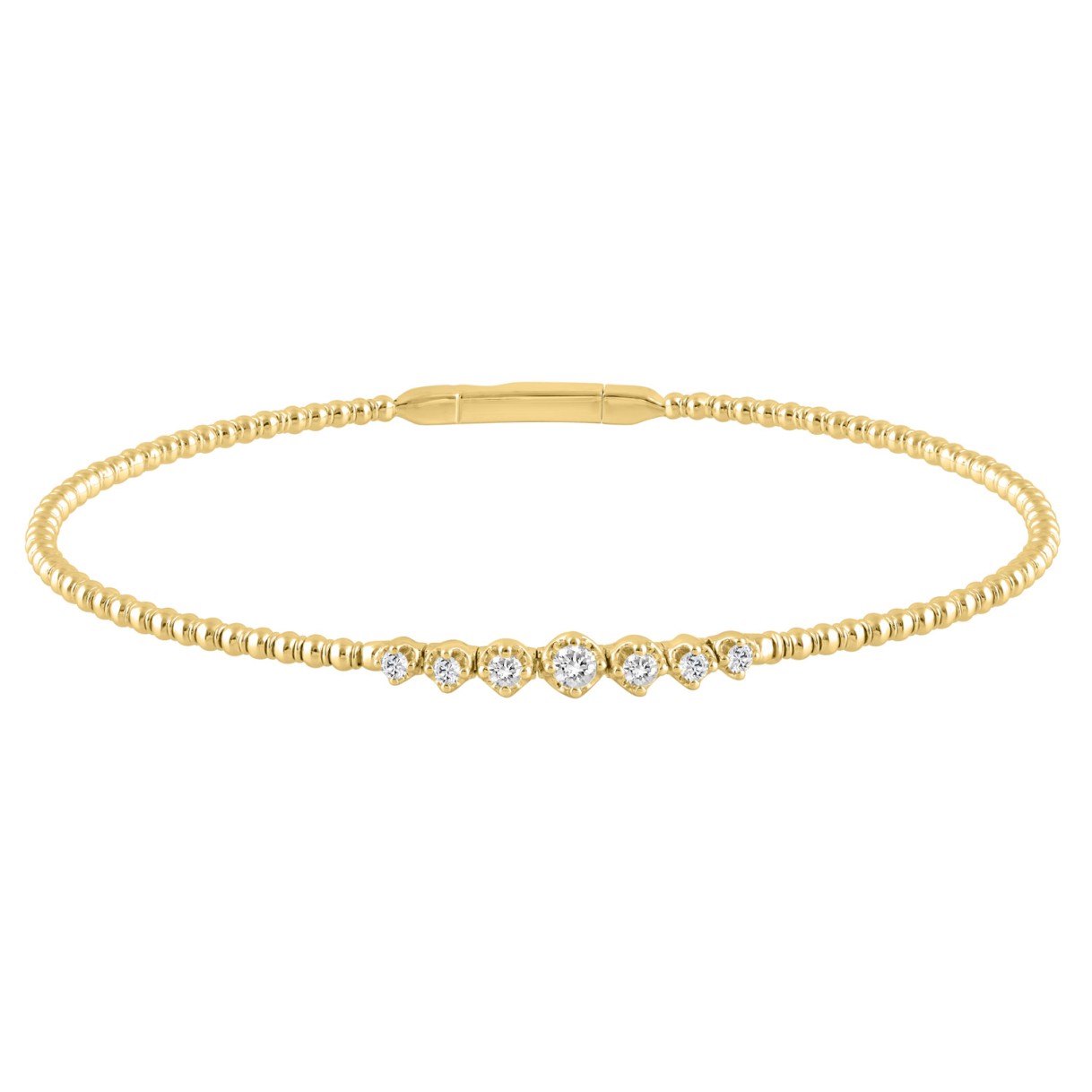 9K YELLOW GOLD 1/4CT ROUND DIAMOND LADIES BANGLE