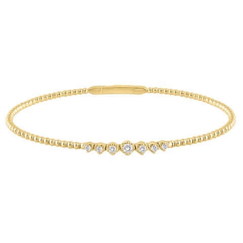 9K YELLOW GOLD 1/4CT ROUND DIAMOND LADIES BANGLE