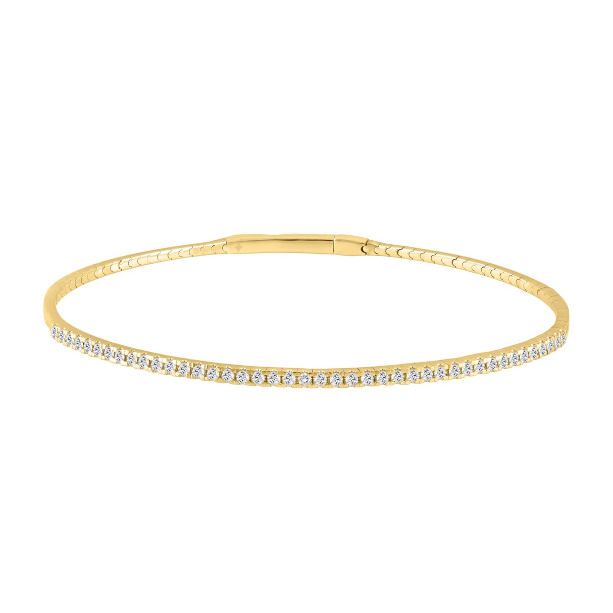 9K YELLOW GOLD 1/2CT ROUND DIAMOND LADIES BANGLE