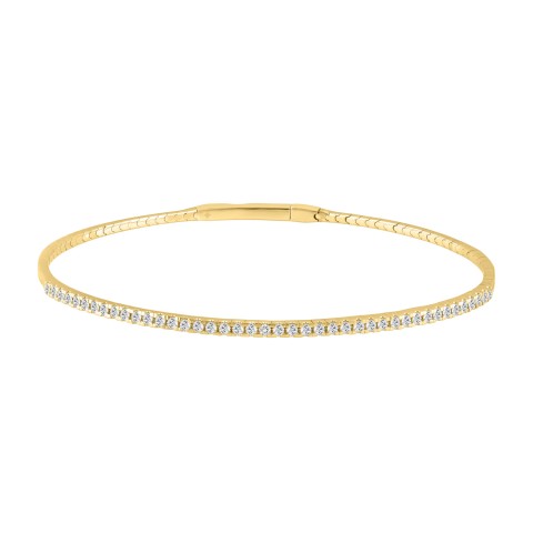 9K YELLOW GOLD 1/2CT ROUND DIAMOND LADIES BANGLE