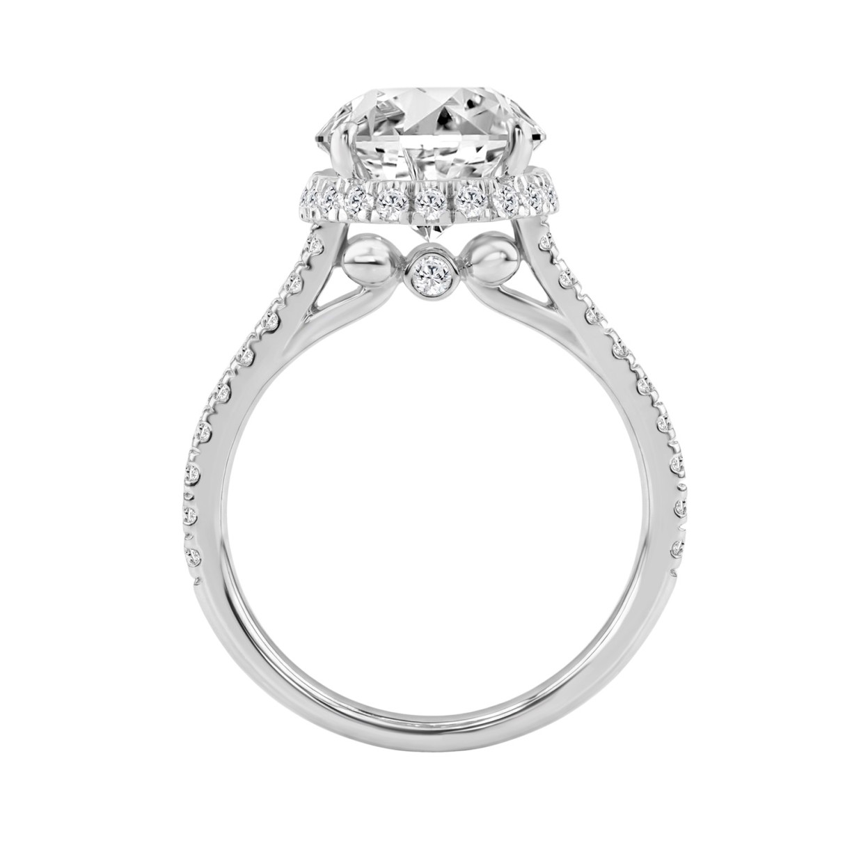 14K WHITE GOLD 4 1/2CT ROUND DIAMOND LADIES RING (CENTER STONE ROUND DIAMOND 4CT)