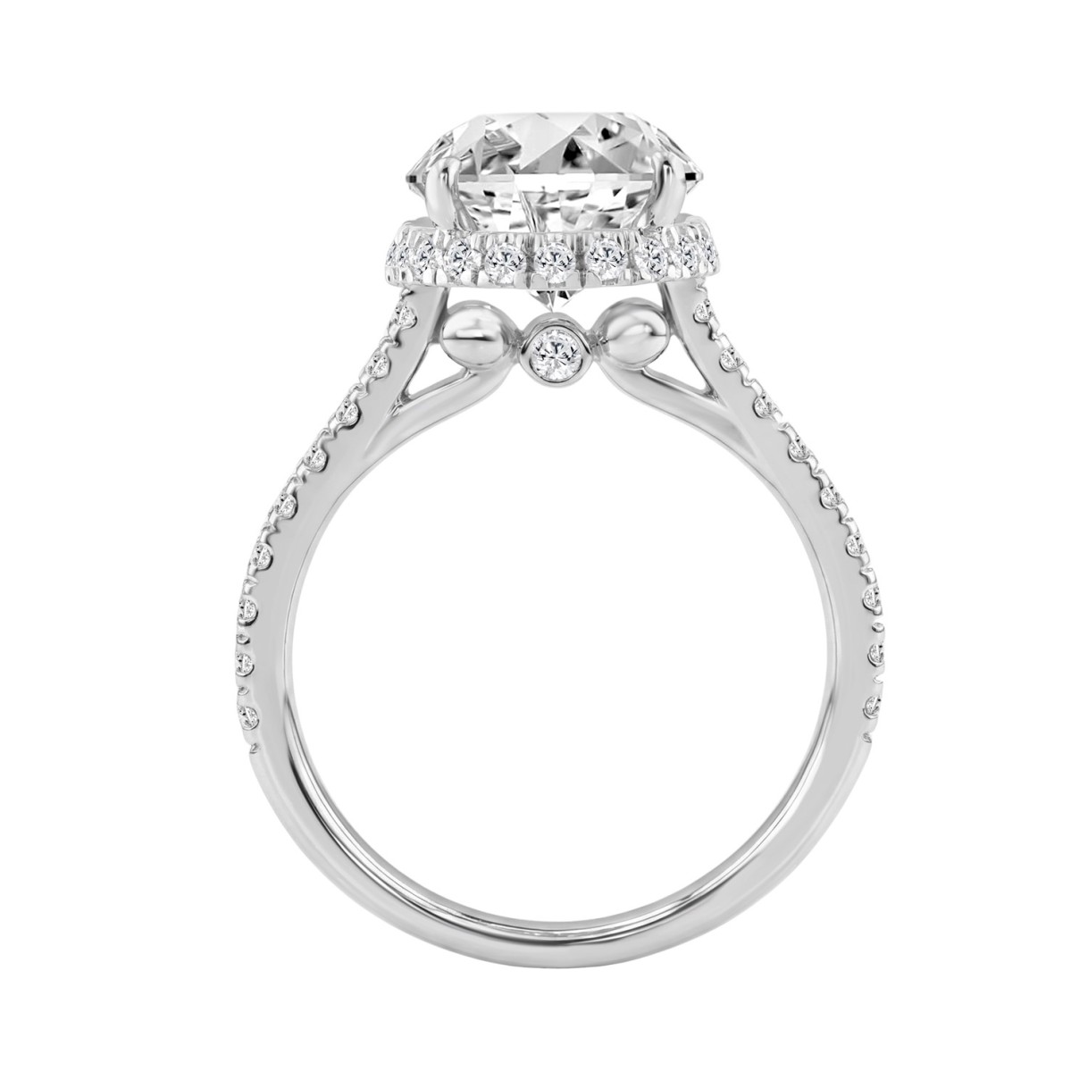 14K WHITE GOLD 4 1/2CT ROUND DIAMOND LADIES RING (CENTER STONE ROUND DIAMOND 4CT)