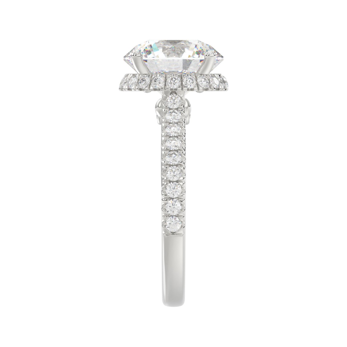 14K WHITE GOLD 4 1/2CT ROUND DIAMOND LADIES RING (CENTER STONE ROUND DIAMOND 4CT)
