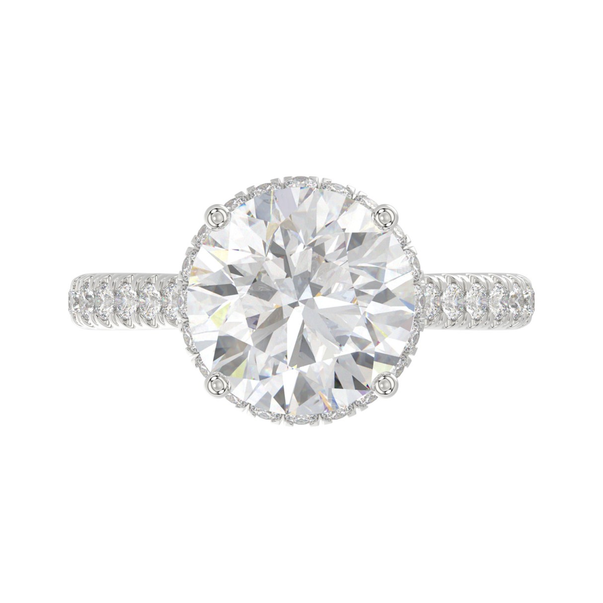 14K WHITE GOLD 4 1/2CT ROUND DIAMOND LADIES RING (CENTER STONE ROUND DIAMOND 4CT)