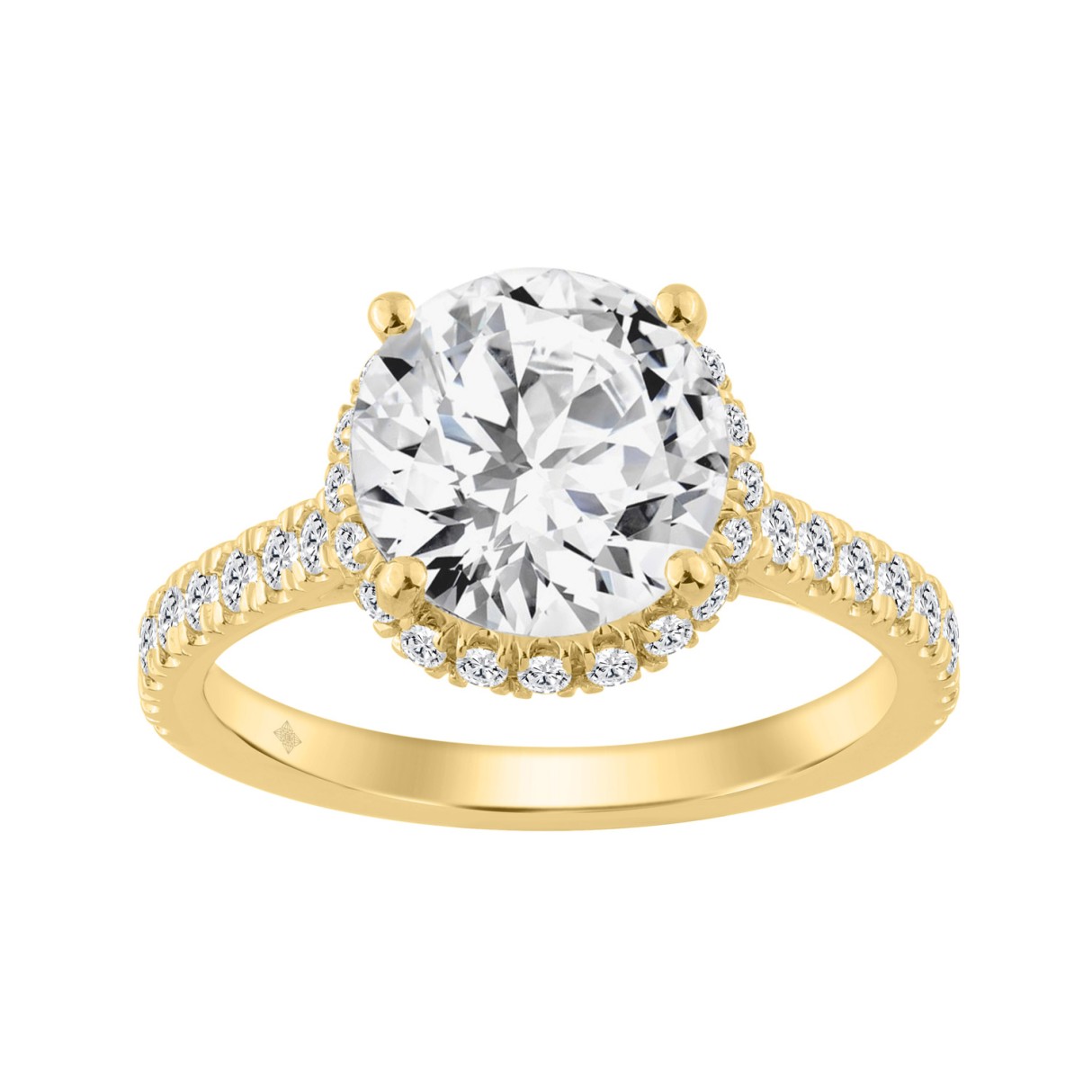 14K YELLOW GOLD 4 1/2CT ROUND DIAMOND LADIES RING (CENTER STONE ROUND DIAMOND 4CT)