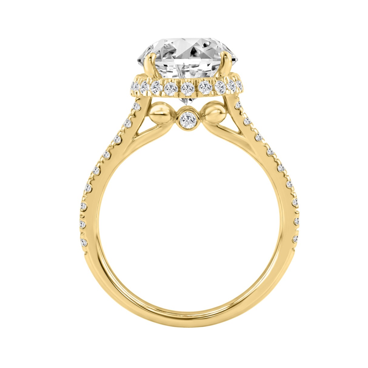 14K YELLOW GOLD 4 1/2CT ROUND DIAMOND LADIES RING (CENTER STONE ROUND DIAMOND 4CT)