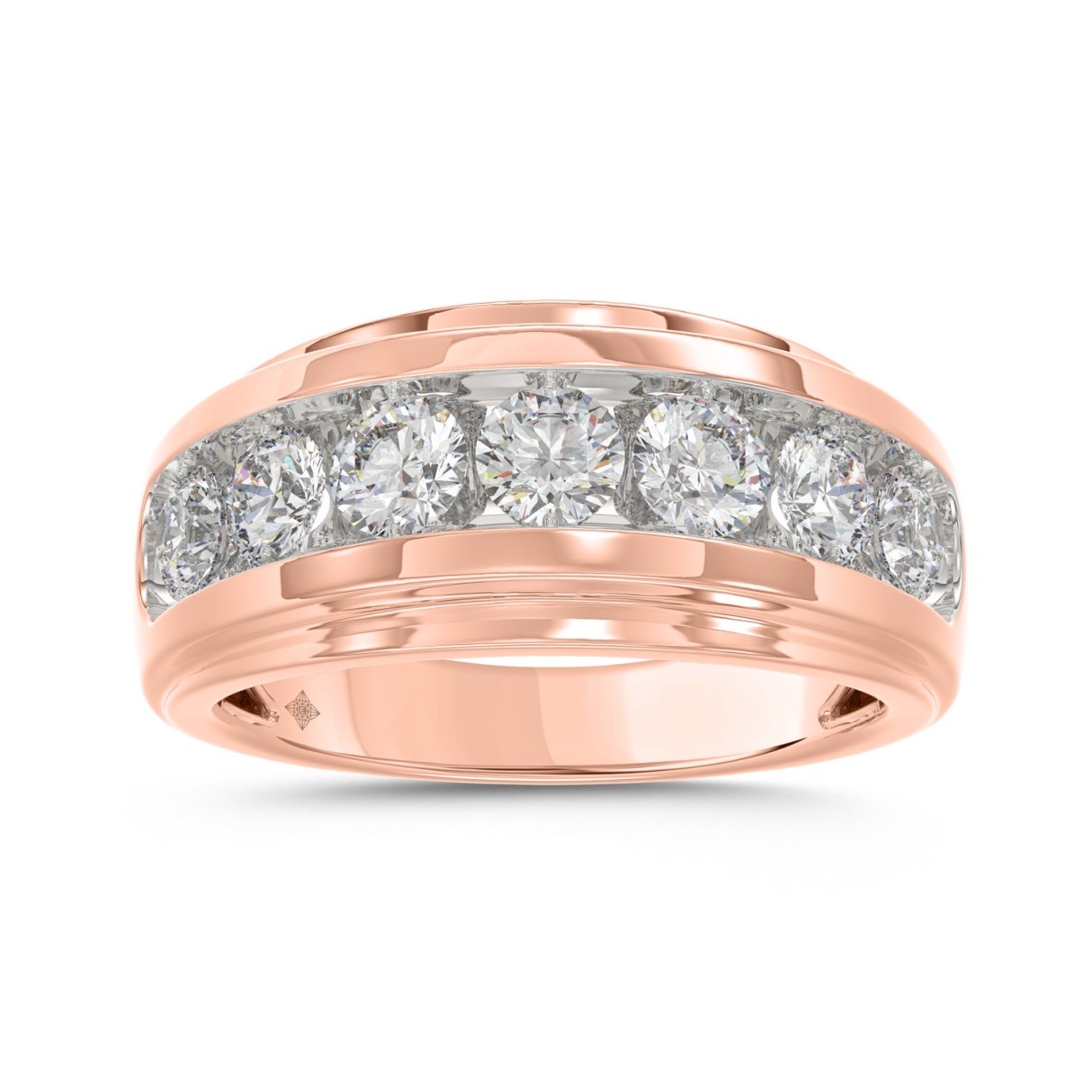 14K ROSE GOLD 2.00CT ROUND DIAMOND MEN'S BAND...