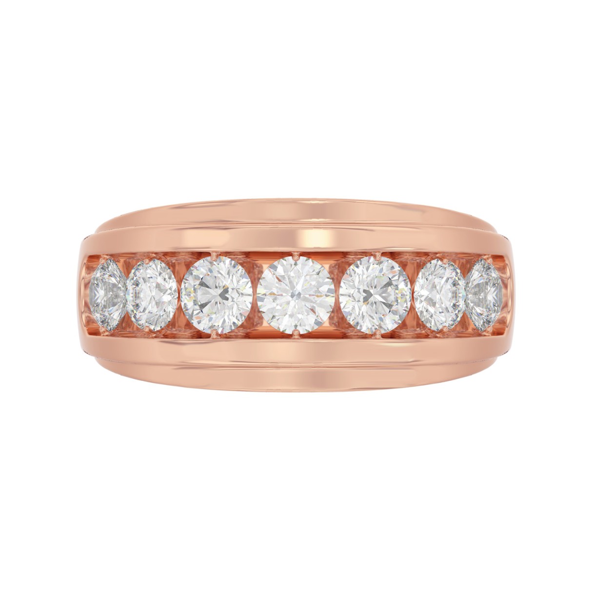 14K ROSE GOLD 2.00CT ROUND DIAMOND MEN'S BAND