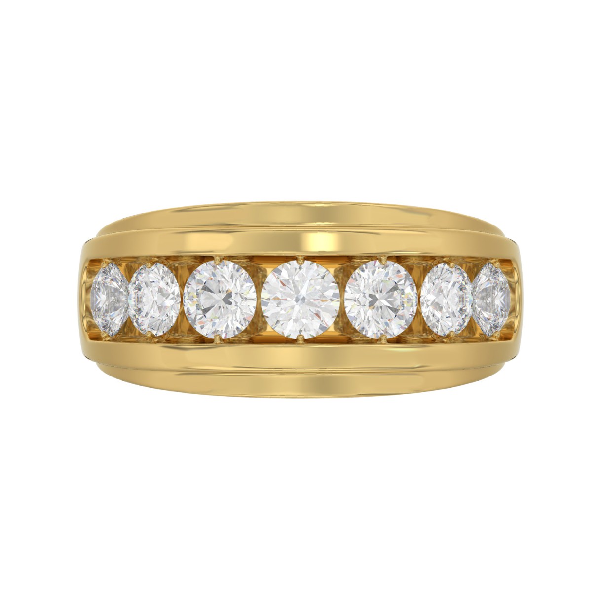 14K YELLOW GOLD 2.00CT ROUND DIAMOND MEN'S BAND