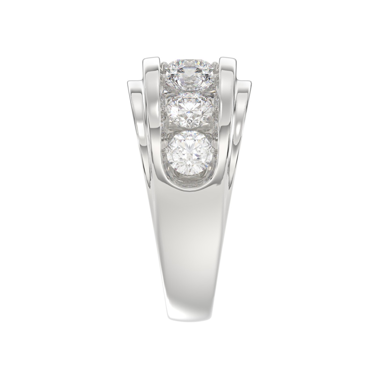 14K WHITE GOLD 3.00CT ROUND DIAMOND MEN'S BAND