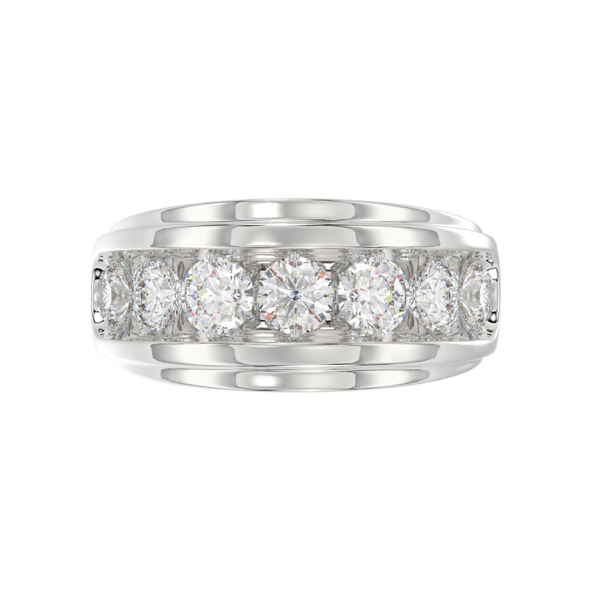 14K WHITE GOLD 3.00CT ROUND DIAMOND MEN'S BAND