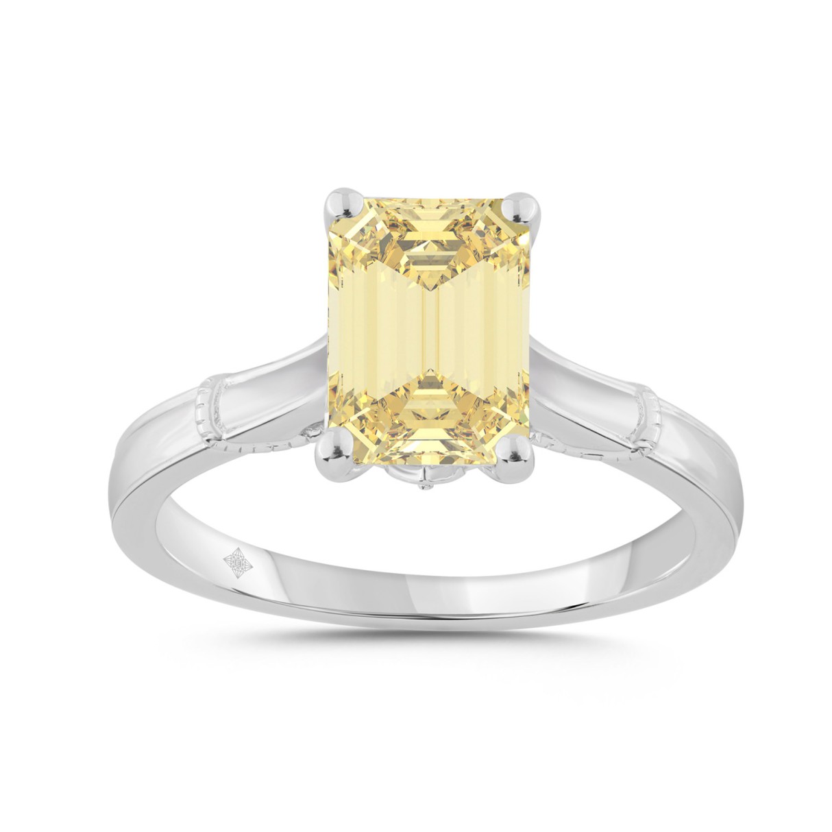 14K WHITE GOLD 2.00CT ROUND/YELLOW EMERALD DIAMOND...
