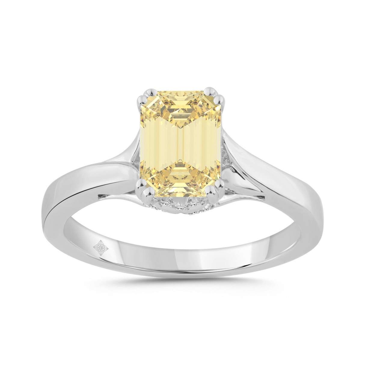 14K WHITE GOLD 1 5/8CT ROUND/YELLOW EMERALD DIAMON...