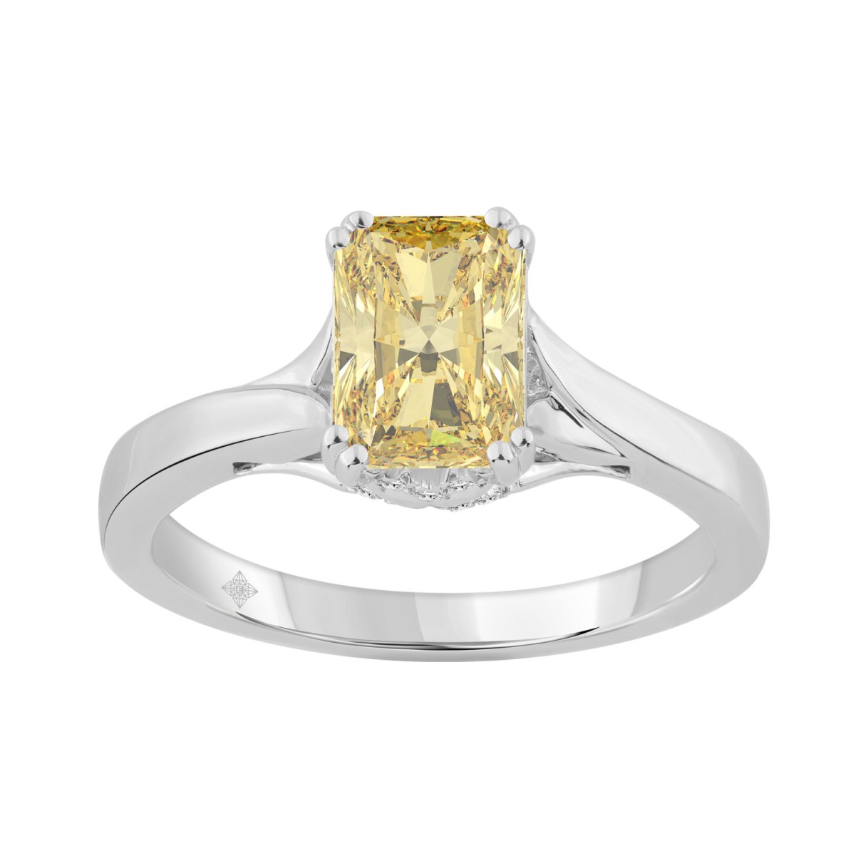 14K WHITE GOLD 1 5/8CT ROUND/YELLOW EMERALD DIAMON...