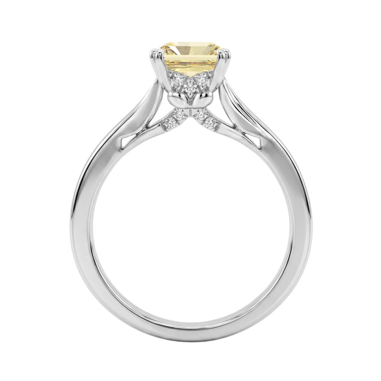14K WHITE GOLD 1 5/8CT ROUND/YELLOW EMERALD DIAMOND LADIES RING (CENTER STONE YELLOW EMERALD DIAMOND 1 1/2CT)