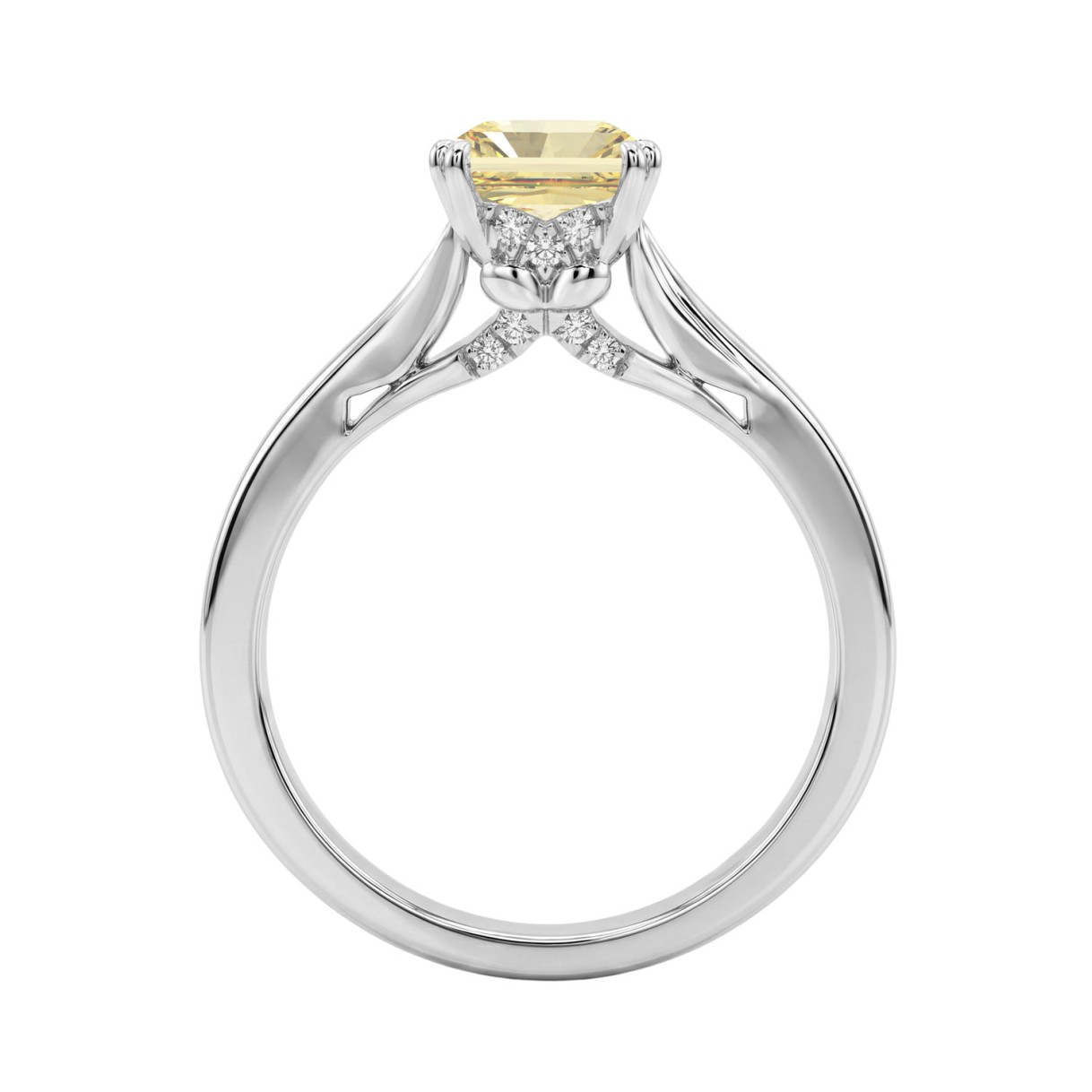14K WHITE GOLD 1 5/8CT ROUND/YELLOW EMERALD DIAMOND LADIES RING (CENTER STONE YELLOW EMERALD DIAMOND 1 1/2CT)
