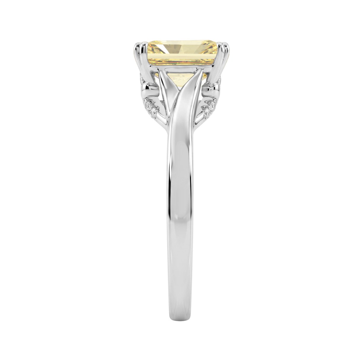 14K WHITE GOLD 1 5/8CT ROUND/YELLOW EMERALD DIAMOND LADIES RING (CENTER STONE YELLOW EMERALD DIAMOND 1 1/2CT)