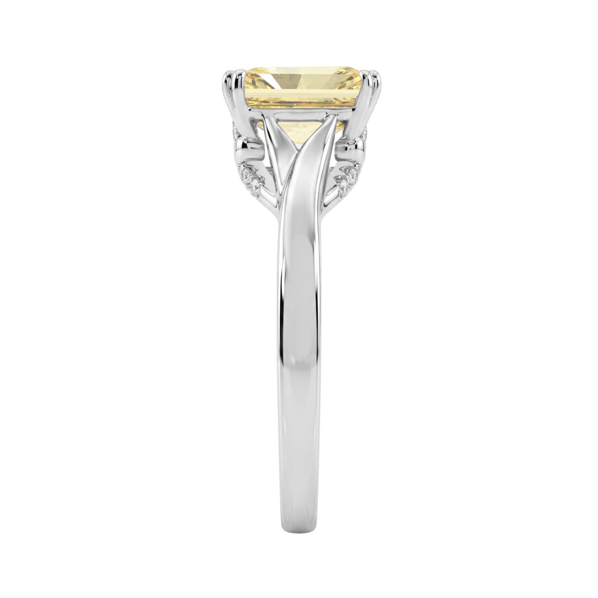 14K WHITE GOLD 1 5/8CT ROUND/YELLOW EMERALD DIAMOND LADIES RING (CENTER STONE YELLOW EMERALD DIAMOND 1 1/2CT)