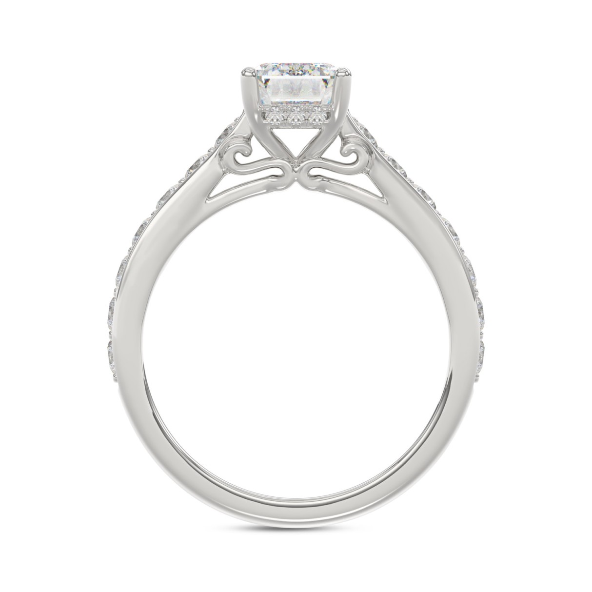 14K WHITE GOLD 2 1/2CT ROUND/EMERALD DIAMOND LADIES BRIDAL SET (CENTER STONE EMERALD DIAMOND 1 5/8CT)