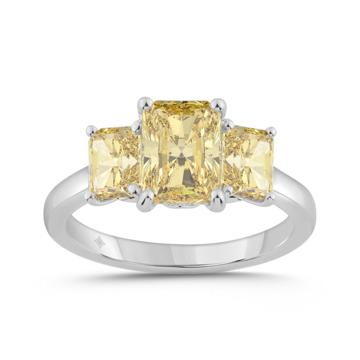 14K WHITE GOLD 2 1/2CT YELLOW RADIANT DIAMOND LADI...