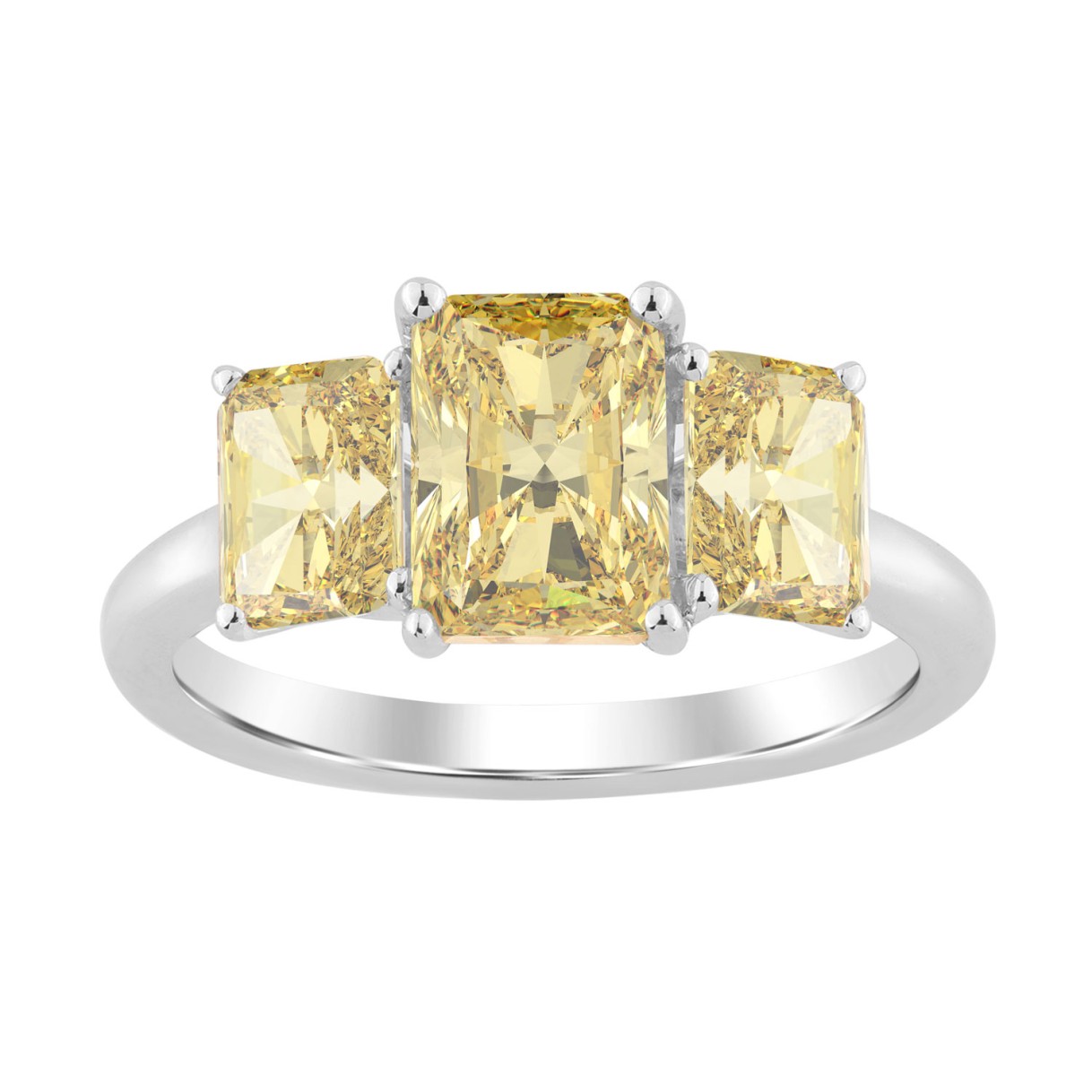14K WHITE GOLD 2 1/2CT YELLOW RADIANT DIAMOND LADIES RING (CENTER STONE YELLOW RADIANT DIAMOND 1 1/2CT)
