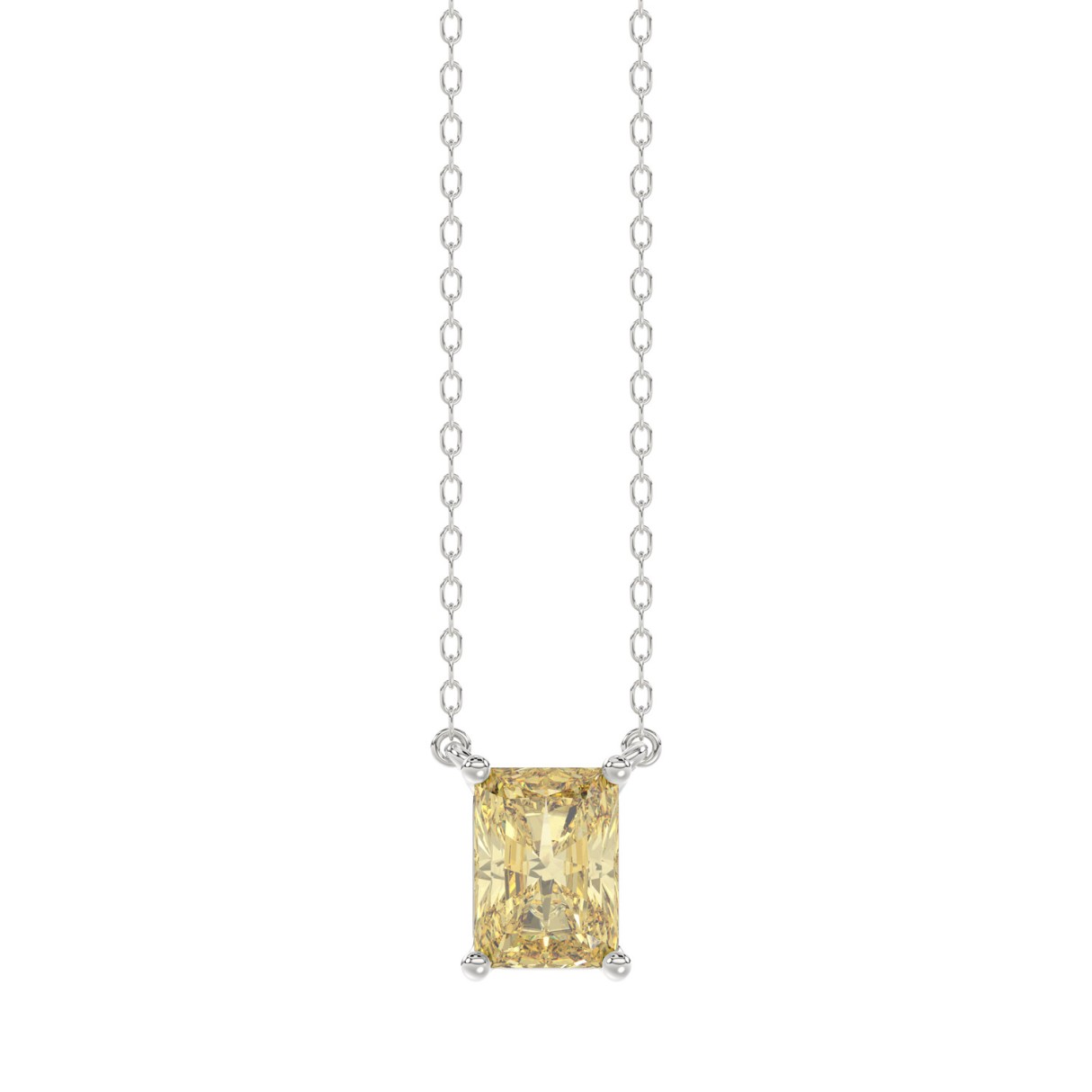 14K WHITE GOLD 1.00CT YELLOW RADIANT DIAMOND LADIE...