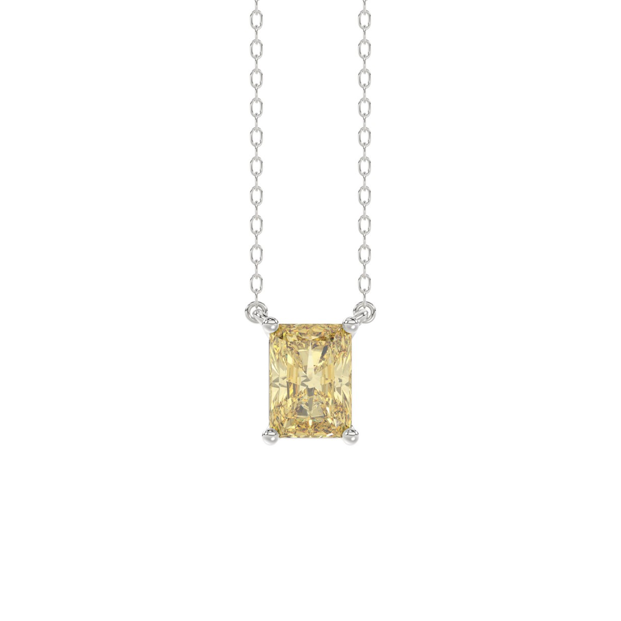 14K WHITE GOLD 1.00CT YELLOW RADIANT DIAMOND LADIES PENDANT