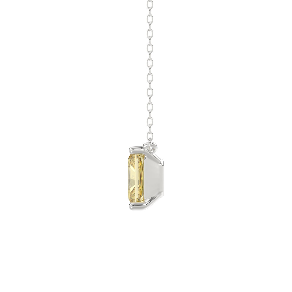 14K WHITE GOLD 1.00CT YELLOW RADIANT DIAMOND LADIES PENDANT