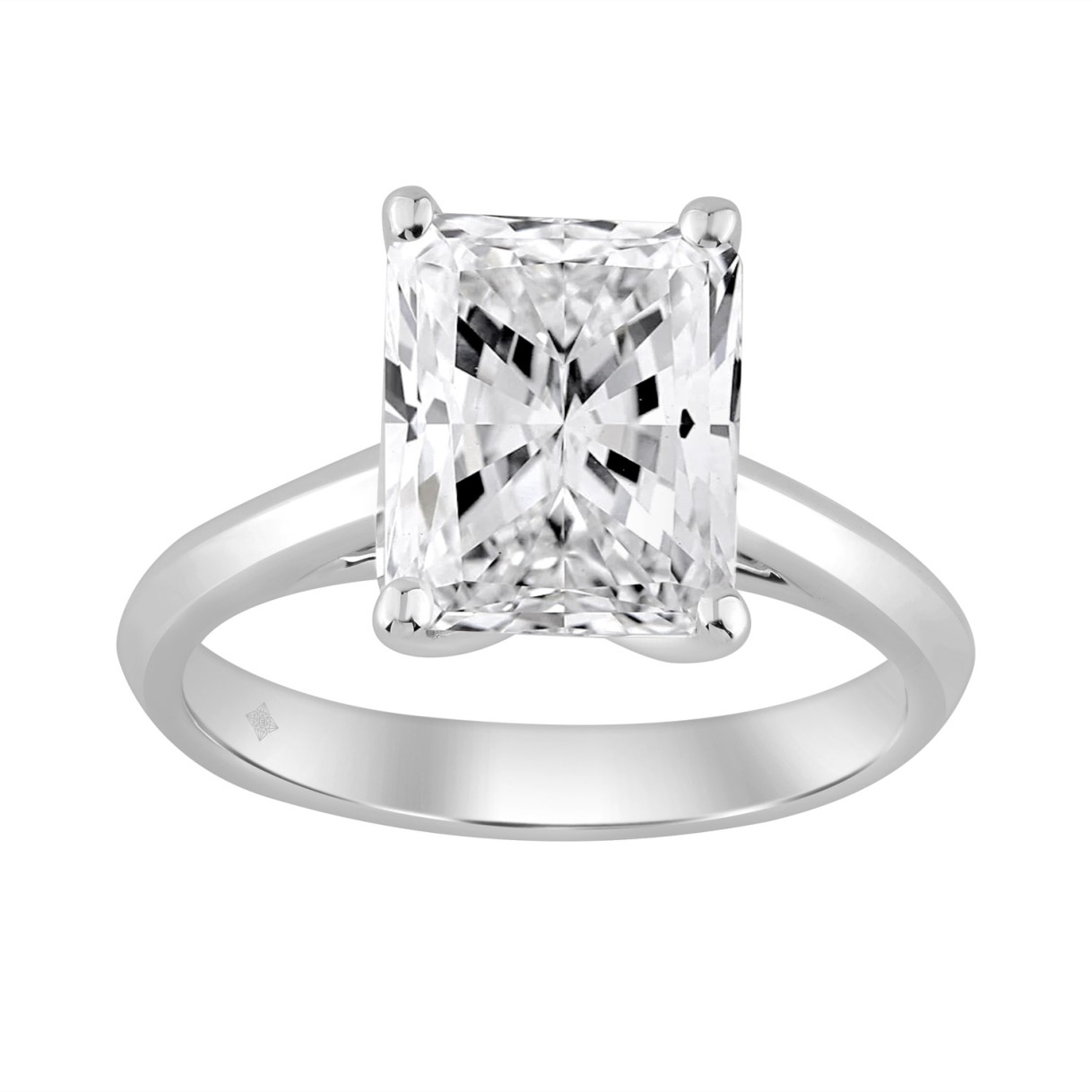 14K WHITE GOLD 4.00CT RADIANT DIAMOND LADIES RING ...