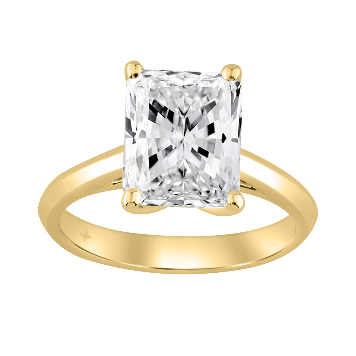 14K YELLOW GOLD 4.00CT RADIANT DIAMOND LADIES RING...