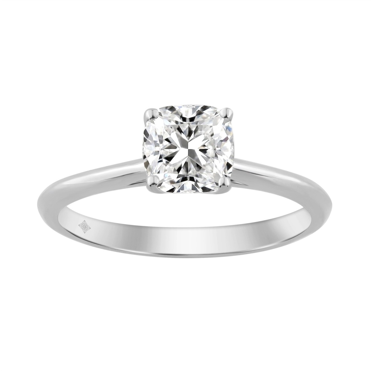 14K WHITE GOLD 1.00CT CUSHION DIAMOND LADIES RING 