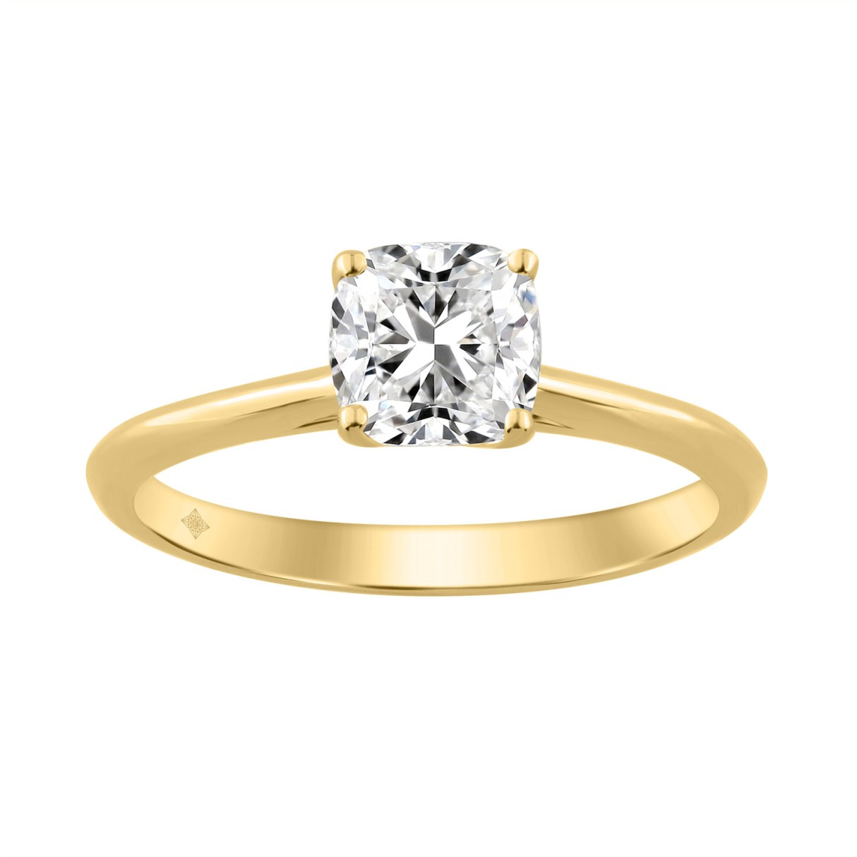 14K YELLOW GOLD 1.00CT CUSHION DIAMOND LADIES RING 