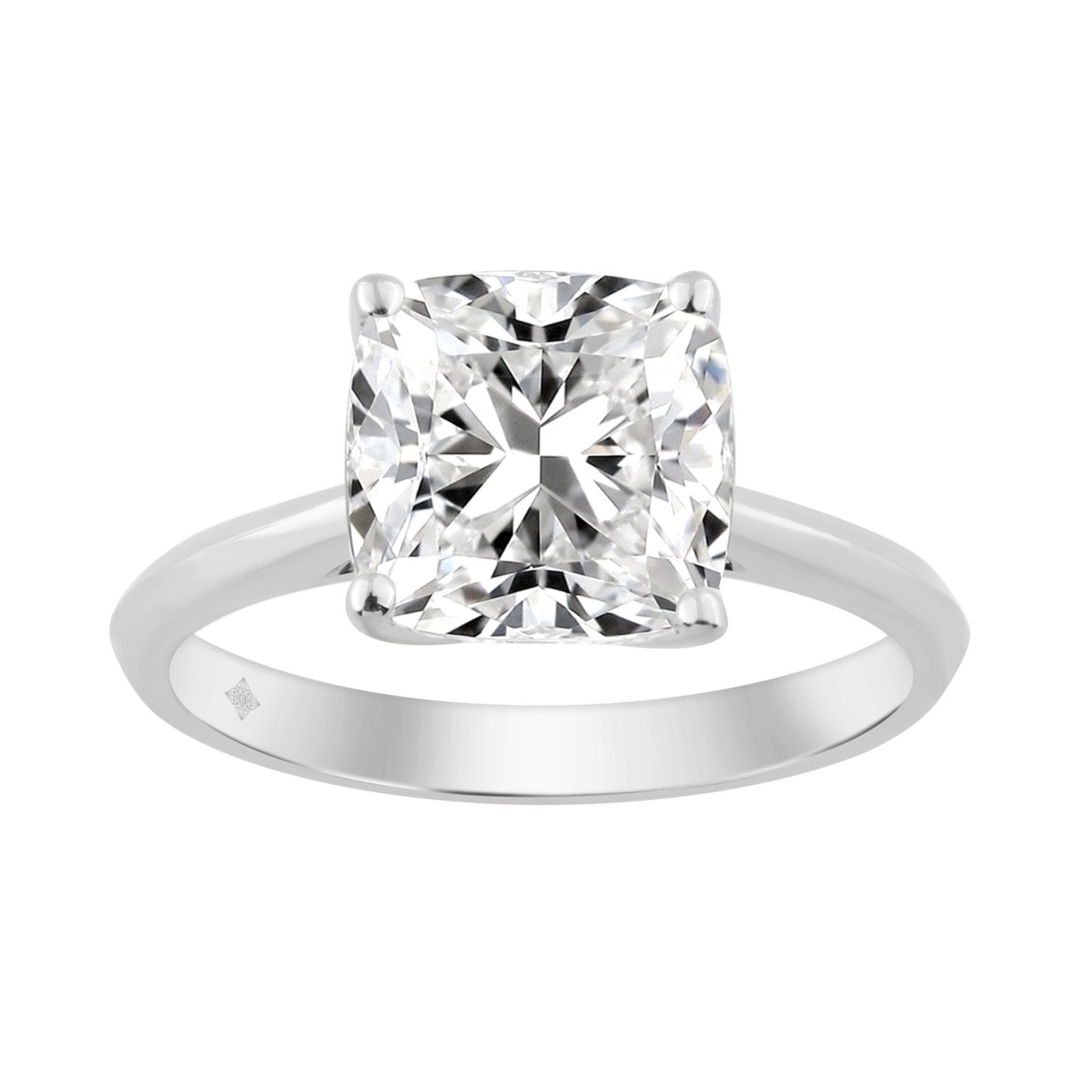 14K WHITE GOLD 3.00CT CUSHION DIAMOND LADIES RING 
