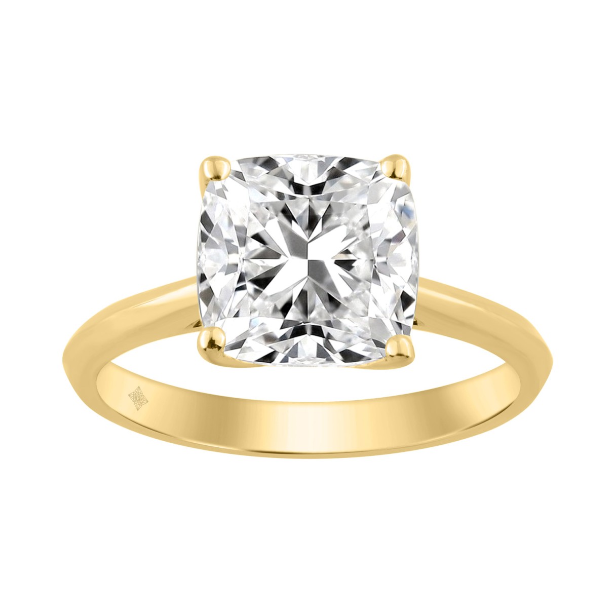 14K YELLOW GOLD 3.00CT CUSHION DIAMOND LADIES RING 