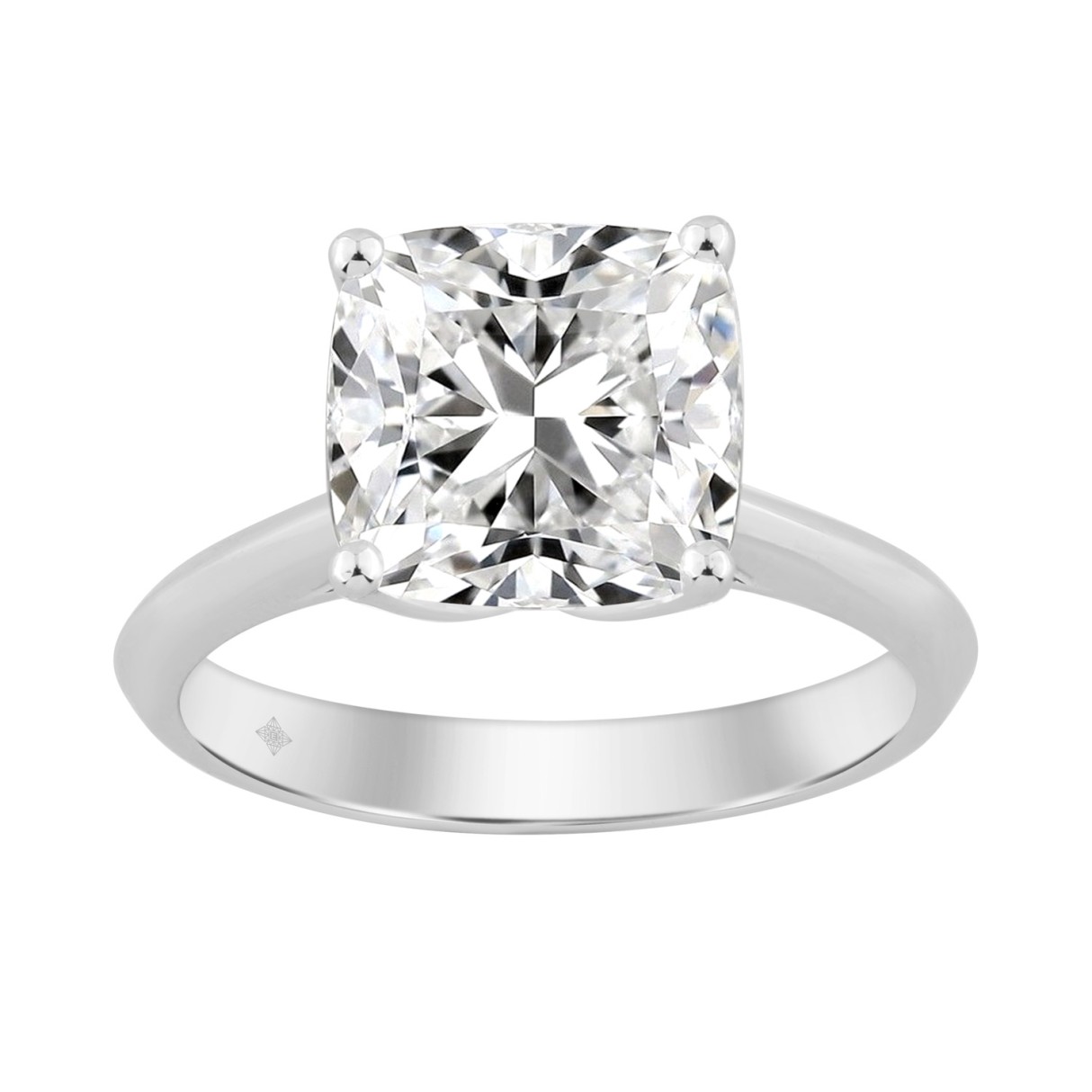 14K WHITE GOLD 4.00CT CUSHION DIAMOND LADIES RING 