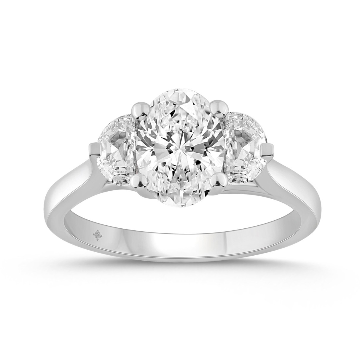 14K WHITE GOLD 2.00CT OVAL/HALF MOON DIAMOND LADIE...