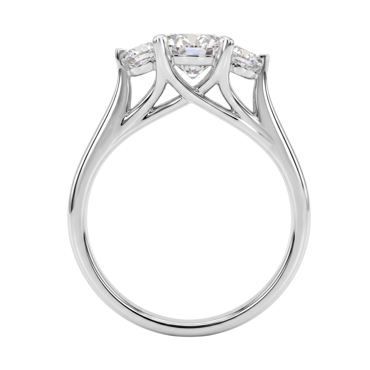 14K WHITE GOLD 2.00CT OVAL/HALF MOON DIAMOND LADIES RING (CENTER STONE OVAL DIAMOND 1 3/8CT)