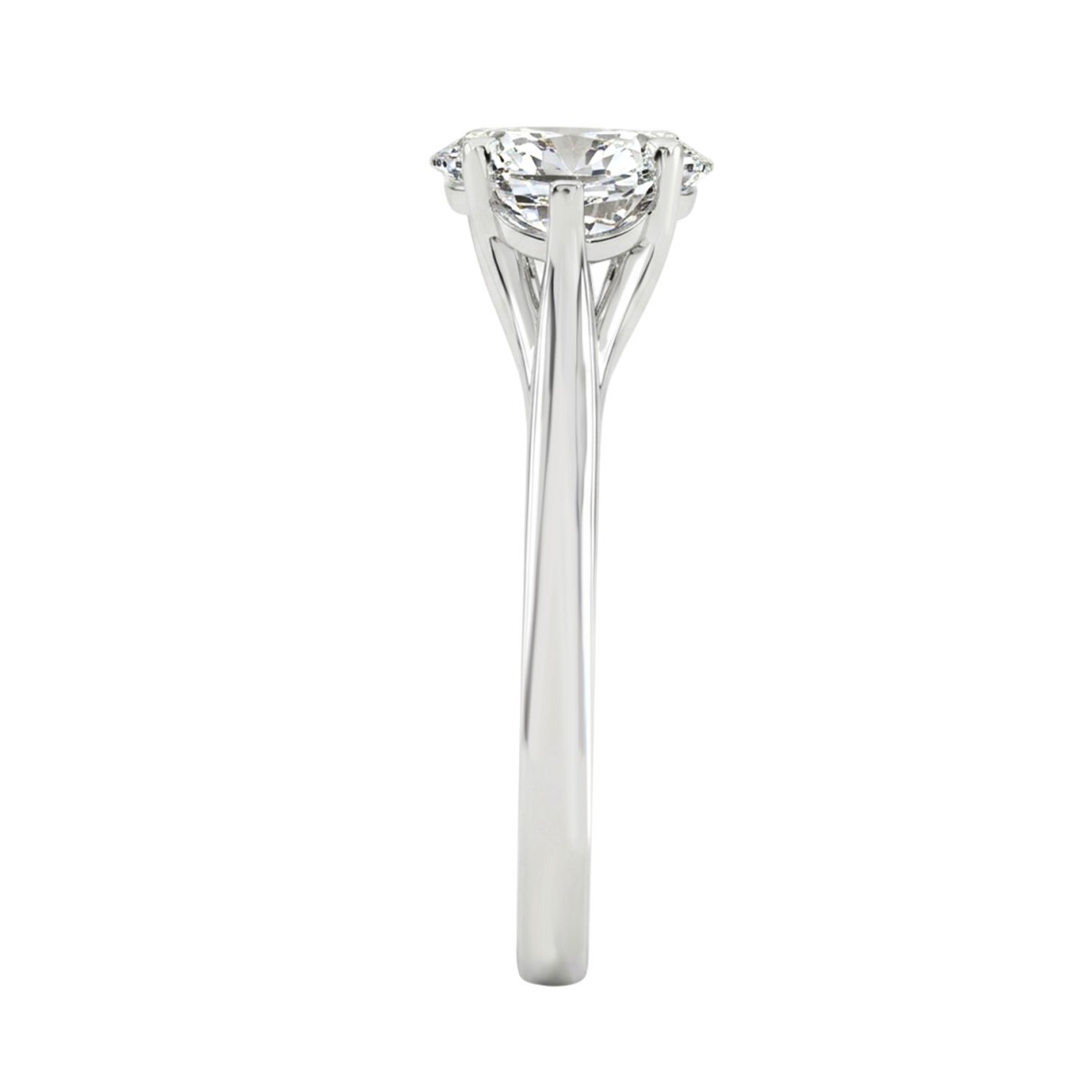 14K WHITE GOLD 2.00CT OVAL/HALF MOON DIAMOND LADIES RING (CENTER STONE OVAL DIAMOND 1 3/8CT)