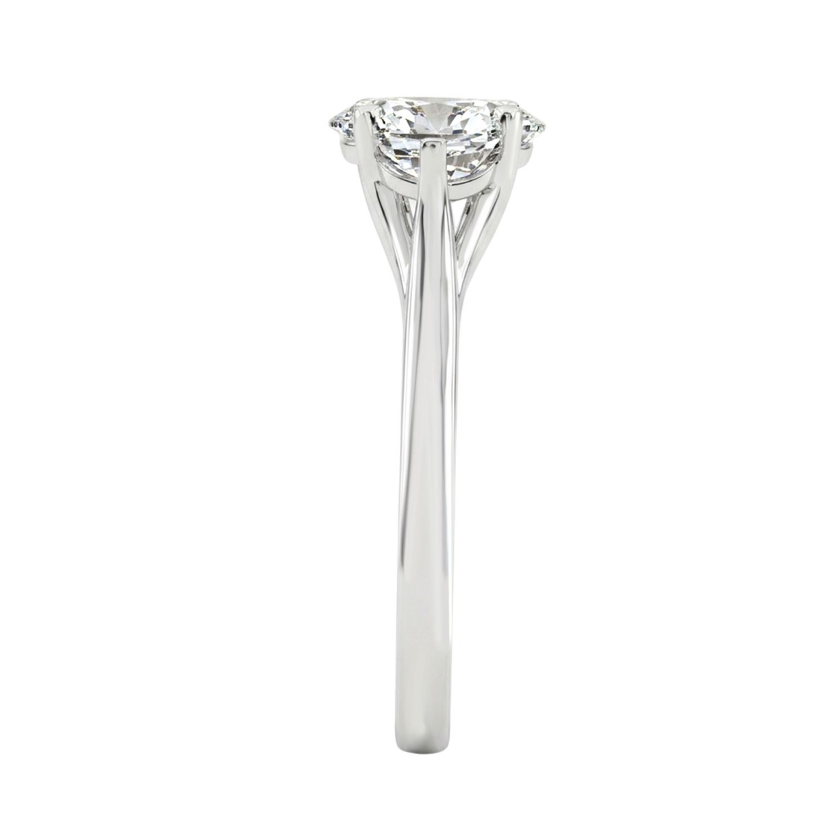 14K WHITE GOLD 2.00CT OVAL/HALF MOON DIAMOND LADIES RING (CENTER STONE OVAL DIAMOND 1 3/8CT)