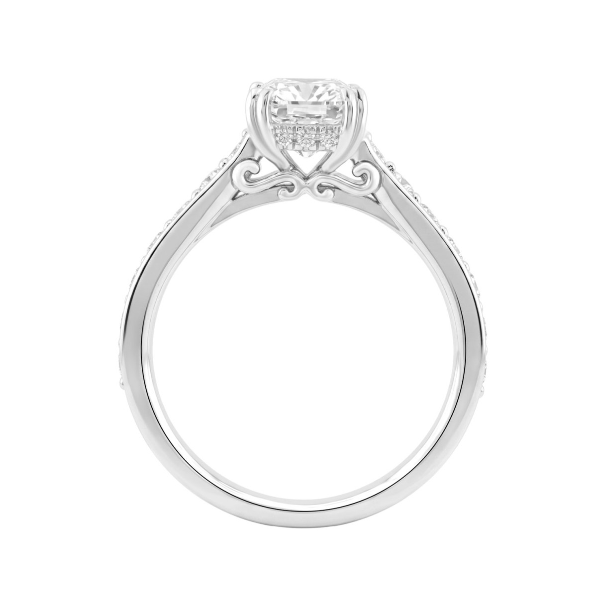 14K WHITE GOLD 2 1/2CT CUSHION/ROUND DIAMOND LADIES BRIDAL SET (CENTER STONE CUSHION DIAMOND 1 1/2CT)