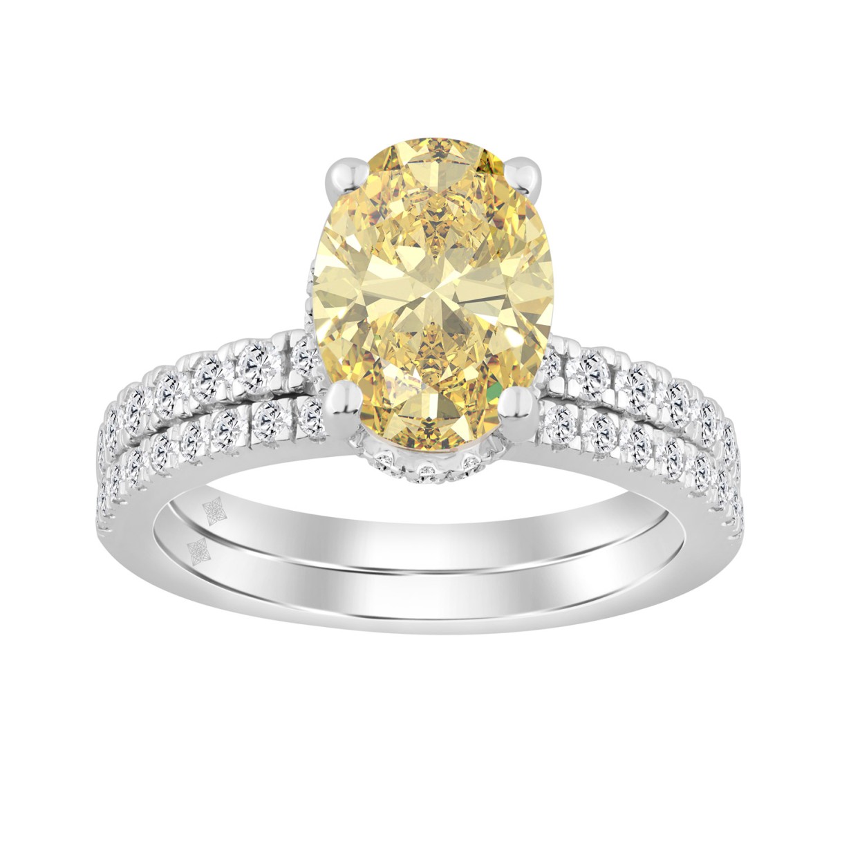 14K WHITE GOLD 3 3/4CT OVAL/ROUND DIAMOND LADIES R...