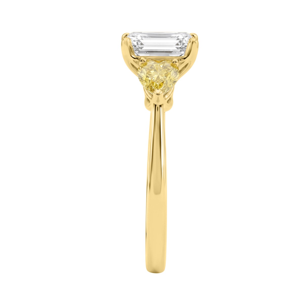 14K YELLOW GOLD 2 1/2CT EMERALD/YELLOW PEAR DIAMOND LADIES RING (CENTER STONE EMERALD DIAMOND 1 1/2CT)