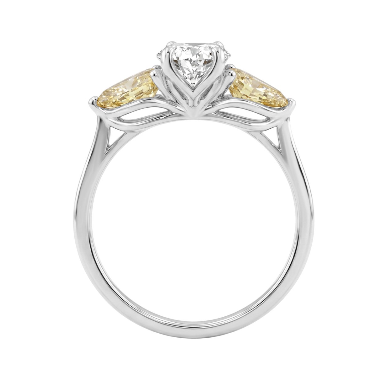14K WHITE GOLD 2 1/2CT OVAL/YELLOW PEAR DIAMOND LADIES RING (CENTER STONE OVAL DIAMOND 1 1/2CT)
