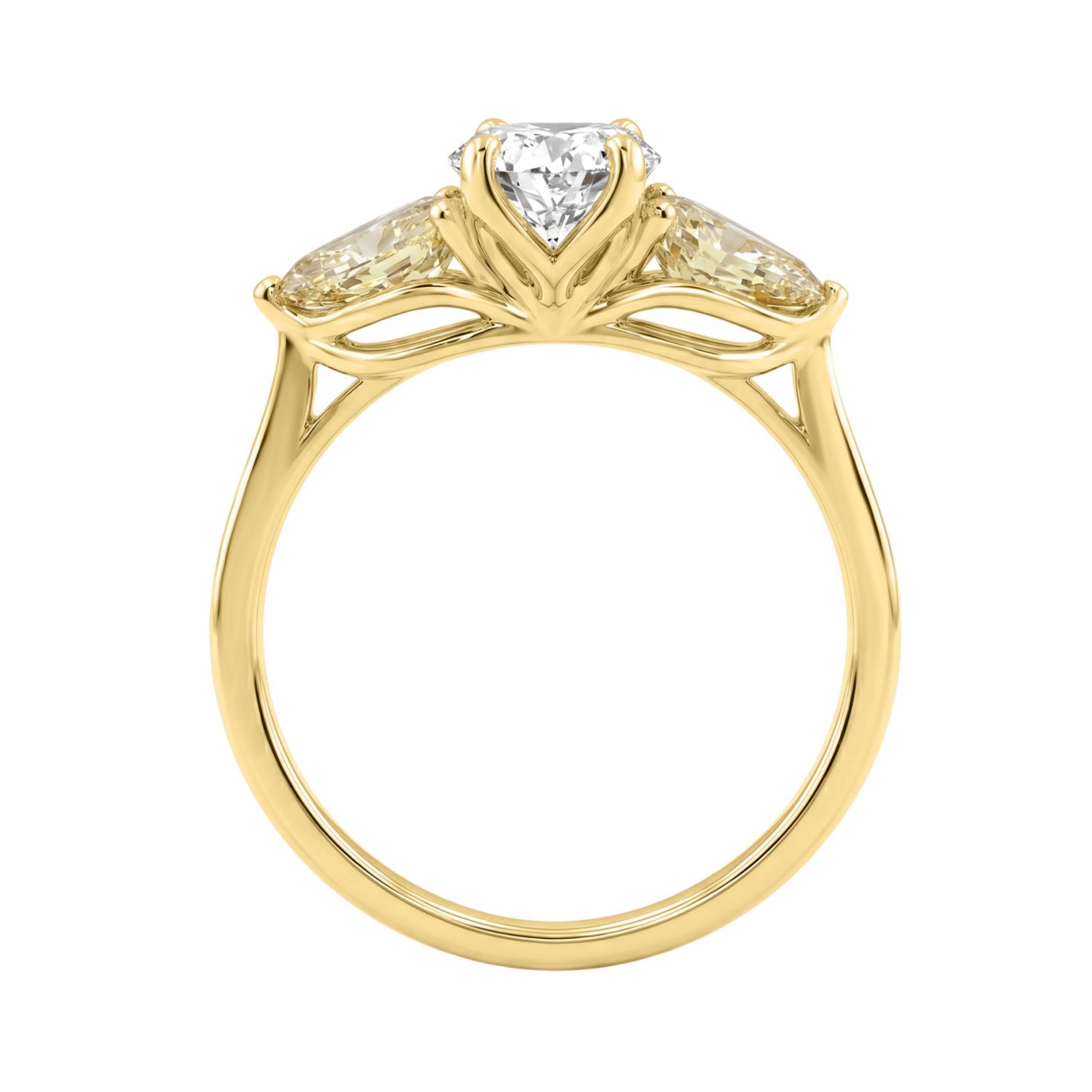 14K YELLOW GOLD 2 1/2CT OVAL/YELLOW PEAR DIAMOND LADIES RING (CENTER STONE OVAL DIAMOND 1 1/2CT)