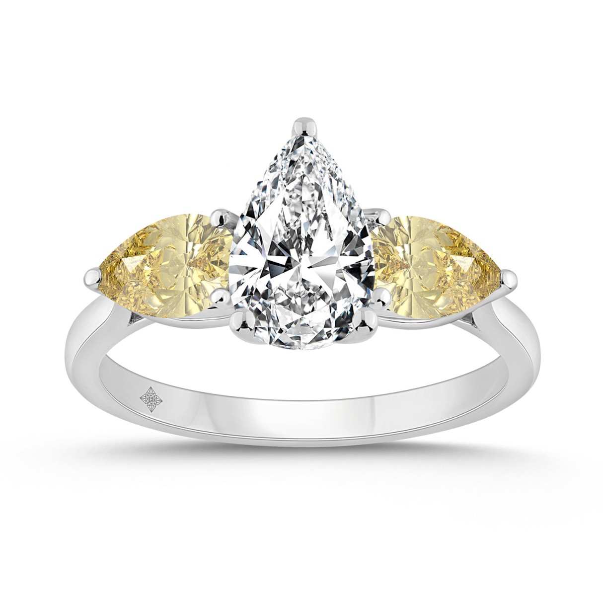14K WHITE GOLD 2 1/4CT PEAR DIAMOND LADIES RING (C...