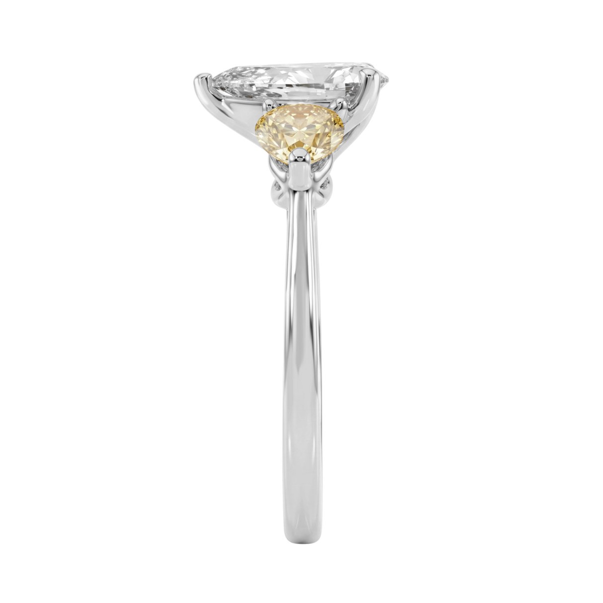 14K WHITE GOLD 2 1/4CT YELLOW PEAR DIAMOND LADIES RING (CENTER STONE PEAR DIAMOND 1 1/5CT)