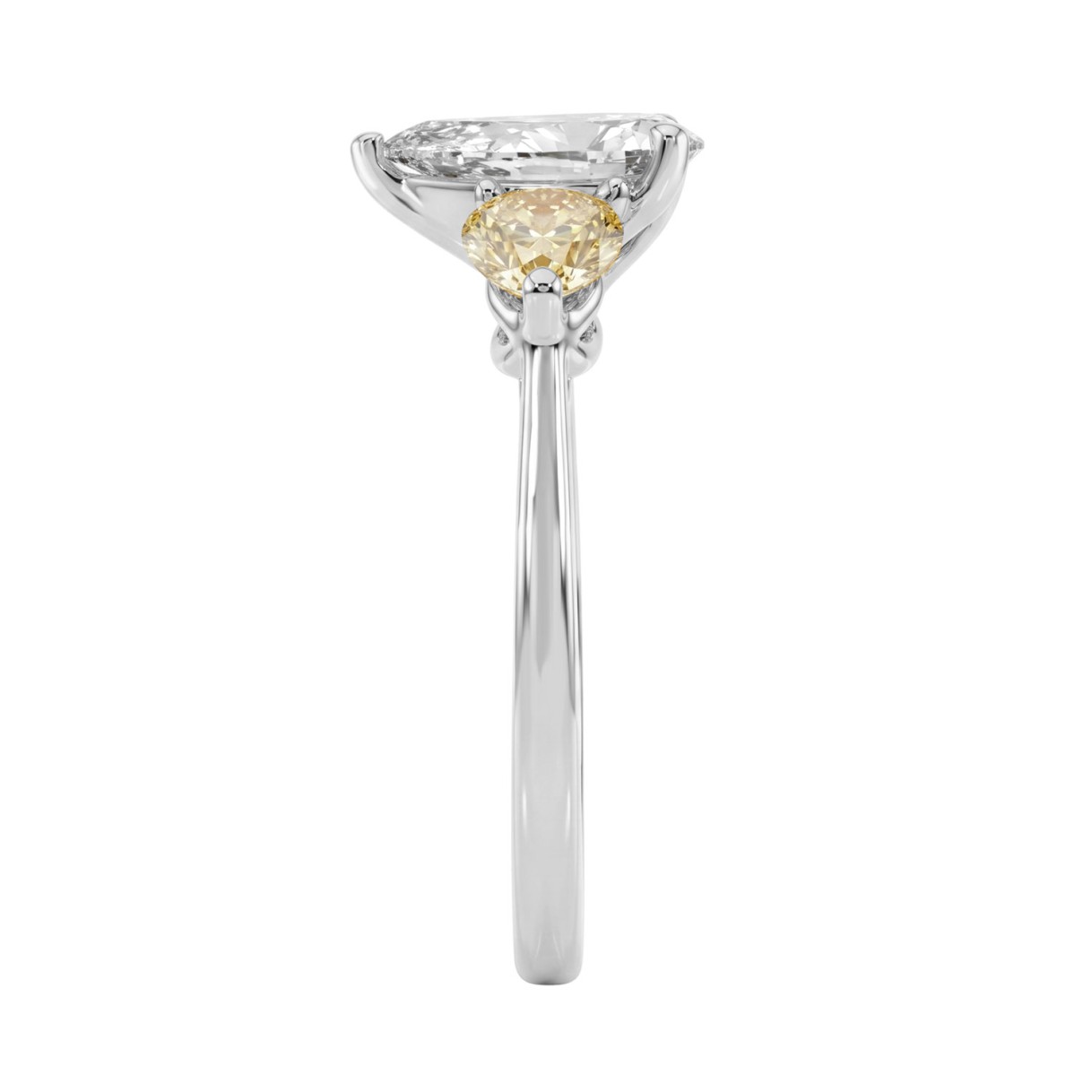 14K WHITE GOLD 2 1/4CT YELLOW PEAR DIAMOND LADIES RING (CENTER STONE PEAR DIAMOND 1 1/5CT)