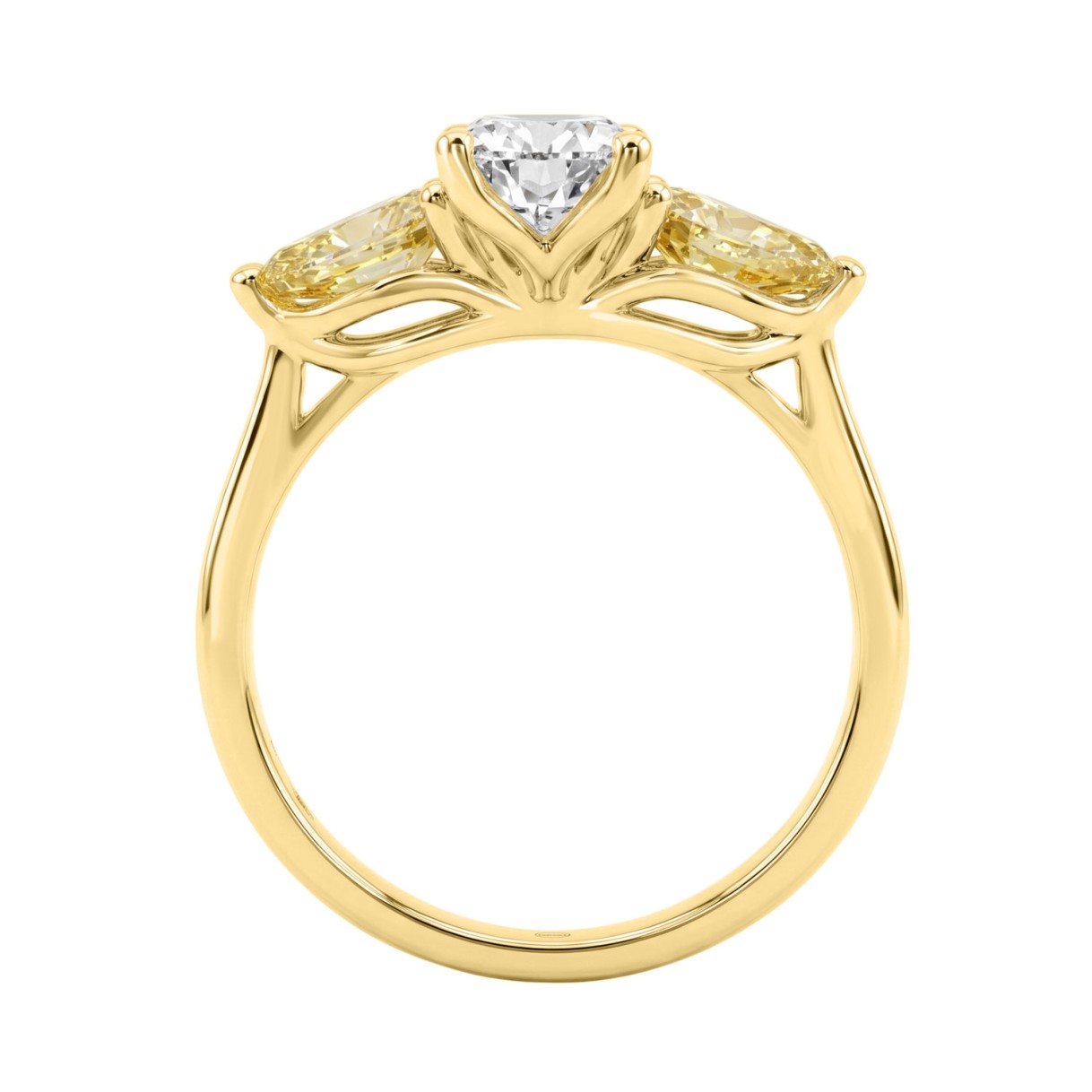 14K YELLOW GOLD 2 1/4CT YELLOW PEAR DIAMOND LADIES RING (CENTER STONE PEAR DIAMOND 1 1/5CT)