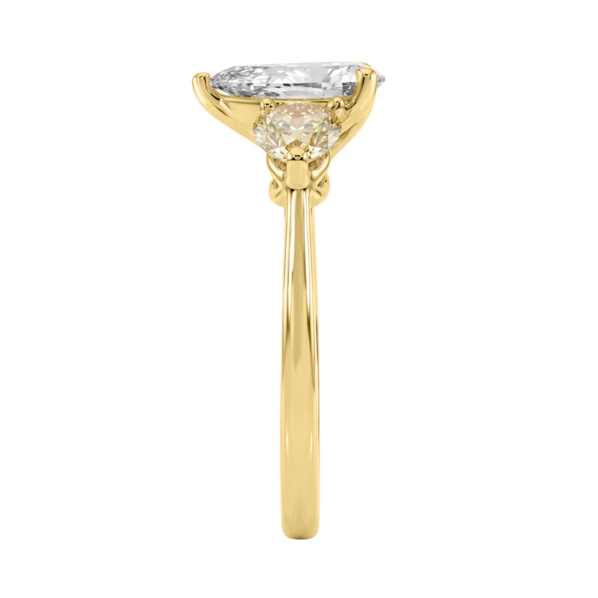 14K YELLOW GOLD 2 1/4CT YELLOW PEAR DIAMOND LADIES RING (CENTER STONE PEAR DIAMOND 1 1/5CT)